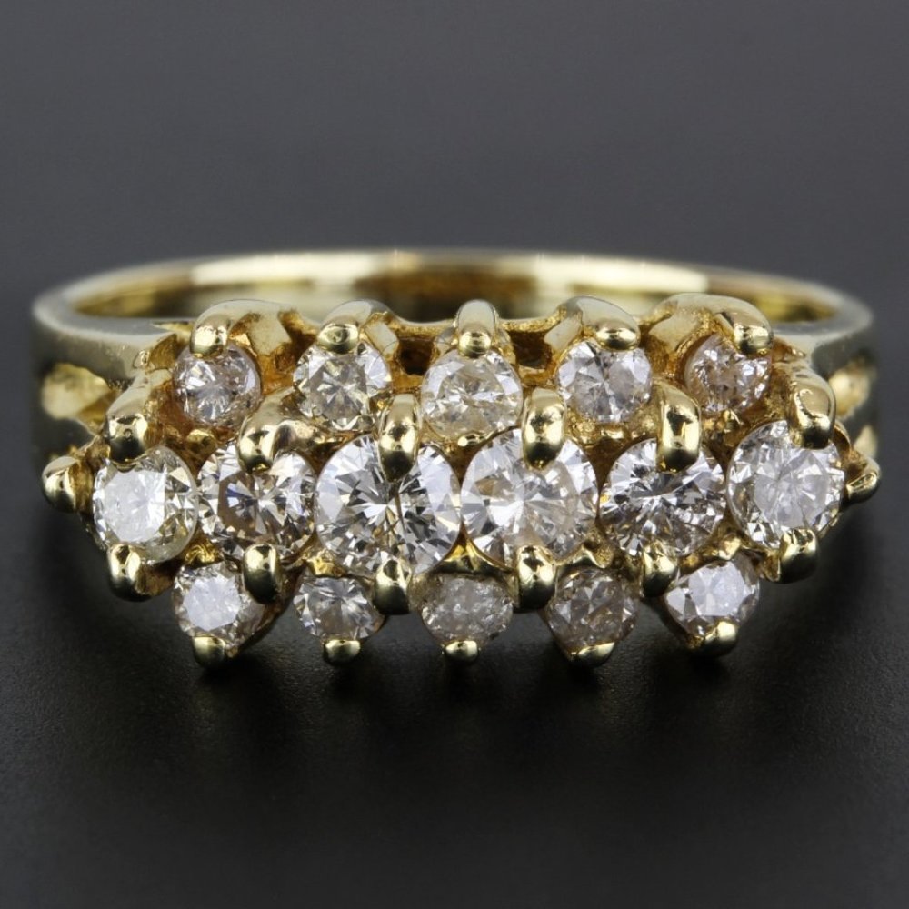 Vintage 14k Yellow Gold and Diamond Anniversary Band / Bridal Wedding Ring